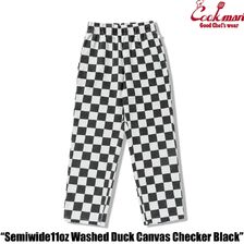 COOKMAN Chef Pants Semiwide11oz Washed Duck Canvas Checker Black 231-53804画像