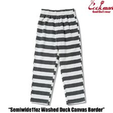 COOKMAN Chef Pants Semiwide11oz Washed Duck Canvas Border 231-53805画像