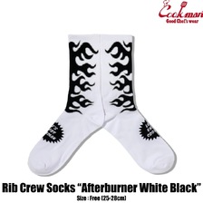 COOKMAN Rib Crew Socks Afterburner White Black 233-53956画像