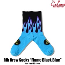 COOKMAN Rib Crew Socks Flame Black Blue 233-53957画像