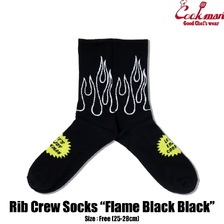 COOKMAN Rib Crew Socks Flame Black Black 233-53958画像