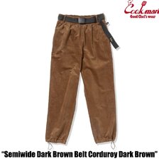 COOKMAN Chef Pants SemiwideBlack Belt Corduroy Dark Brown 231-53828画像