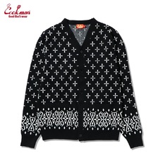 COOKMAN Knitted Cardigan Bandanna Cross Black 231-53531画像