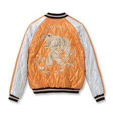 TAILOR TOYO Lot No. TT15791-159 / Early 1950s Style Acetate Quilted Souvenir Jacket &ldquo;WHITE TIGER&rdquo; &times; &ldquo;LANDSCAPE&rdquo;画像