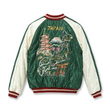 TAILOR TOYO Lot No. TT15791-145 / Early 1950s Style Acetate Quilted Souvenir Jacket &ldquo;JAPAN MAP&rdquo; &times; &ldquo;GOLD DRAGON&rdquo;画像