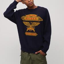 AVIREX FREEDOM SLEEVE COTTON KNIT EAGLES 7835240003画像