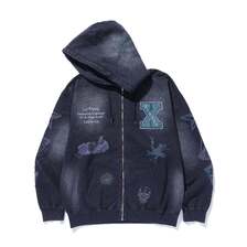 X-LARGE MULTI LOGO ZIP UP HOODED SWEATSHIRT 101253012017画像