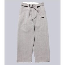 INTERIM STRUCTURED DIAGONAL MELANGE WOOL DEADSTOCK BELTED MIL BAGGY TROUSER IT25A059画像