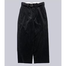 INTERIM 9W LINEN COTTON CORDUROY BELTED MIL BAGGY TROUSER (IT25A071)画像