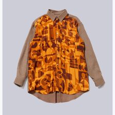 INTERIM SILK / COTTON WOOL CASHMERE DEADSTOCK EXCHANGE L/S REGULAR SHIRTS IT25A173画像