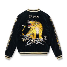 TAILOR TOYO Lot No. TT15792-128 / Mid 1950s Style Velveteen Souvenir Jacket &ldquo;ROARING TIGER&rdquo; &times; &ldquo;JAPAN MAP&rdquo;画像