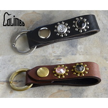COLIMBO HUNTING GOODS Jewel Studded Leather Key Ring&rdquo;Sunflower Pattern&rdquo; ZA-0707画像