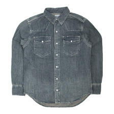 HOUSTON USA COTTON DENIM WESTERN SHIRT INDIGO VINTAGE WASH 40695画像