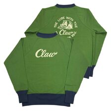 FREEWHEELERS &ldquo;THE LURE WITH THE CLAW&rdquo; RAGLAN SLEEVE SWEAT SHIRT YELLOW GREEN x OLD NAVY 2534002画像