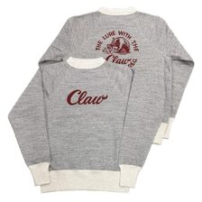 FREEWHEELERS &ldquo;THE LURE WITH THE CLAW&rdquo; RAGLAN SLEEVE SWEAT SHIRT MIX GRAY x OATMEAL 2534001画像