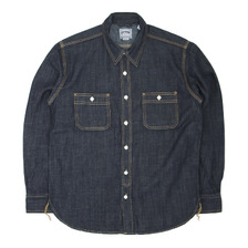HOUSTON 40511 USA COTTON DENIM WORK SHIRT INDIGO画像