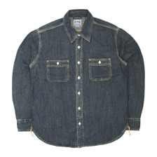 HOUSTON USA COTTON DENIM WORK SHIRT INDIGO VINTAGE WASH 40511画像