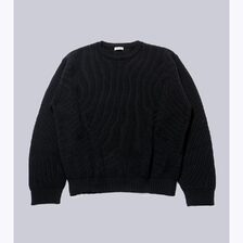 INTERIM WOOL SILK CASHMERE DEADSTOCK YARN DOUBLE RIB CREW SWEATER IT25A157画像