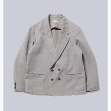 INTERIM STRUCTURED DIAGONAL MELANGE WOOL DEADSTOCK PIPING DOUBLE JACKET IT25A053画像