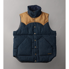 THE FLAT HEAD 12.5oz DENIM PUFFER VEST FN-OJ-DPV001画像