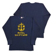 FREEWHEELERS CREW NECKED THERMAL LONG SLEEVE SHIRT &ldquo;U.S.N. NAVAL SHIP YARD&rdquo; 2535007画像
