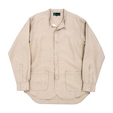 Workers Band Collar Shirt Ecru Linen画像
