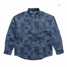 衣櫻 Lot.SA-1753 パッチワーク ジャガード羽織り ポケットレス シャツジャケットv 蚊取線香デザインボタン SA1753画像