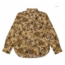 衣櫻 ムラ染め抜染調 シーチング素材 長袖レギュラーカラーシャツ - 風神雷神 - SA1749画像