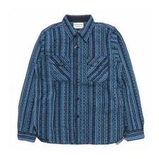 SAMURAI JEANS 藍ストライプ 刺し子 ワークシャツ SSS25-SKS画像