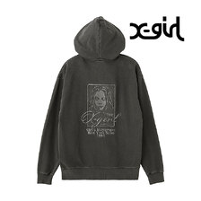 X-girl PIGMENT DYED FACE AND LOGO SQUARE PATCH ZIP UP SWEAT HOODIE 105261012014画像