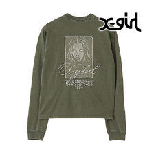 X-girl PIGMENT DYED FACE AND LOGO SQUARE PATCH L/S TEE 105261011004画像