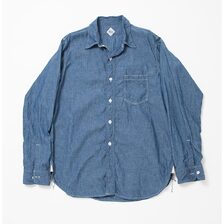 THE CORONA UTILITY COTTON CHAMBRAY NAVY 1POCKET SHIRT CS001-26画像