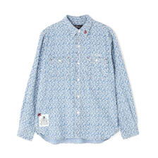 AVIREX FLORAL PATTERN DENIM WORK L/S SHIRT 7836120007画像