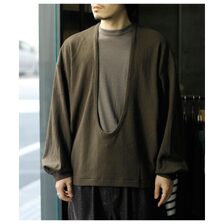 NONNOTTE Hard Twist Ostrich Jersey Drape U Pullover with Cuff Sleeve N-26S-092画像