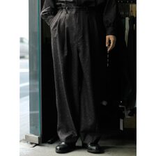 NONNOTTE Super140' Apollonia Anima Jacquard 2-Tuck Draw Cord Wide Trousers N-26S-008画像