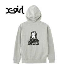 X-girl RHINESTONE LOGO AND FACE ZIP UP SWEAT HOODIE 105261012017画像