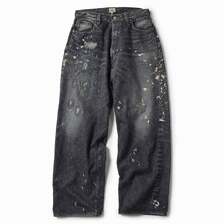 GOLD GL42579H / RECYCLED WASTE SUVIN COTTON YARN 14oz. DENIM 5POCKET WIDE PANTS VINTAGE WASHED (ZIPPER FLY)画像
