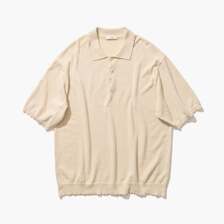 ATON COTTON WASHI BOUCLE HALF SLEEVE POLO SWEATER KRAGLM0202画像
