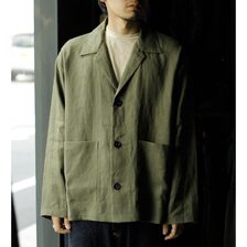 INTERIM SUITING LINEN OPEN COLLAR OVER SHIRT JACKET IT26S029画像
