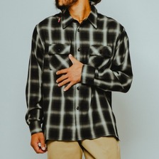 BIG MIKE RAYON MIX OMBRE SLIT L/S SHIRTS -BLK&times;WHT- 102615200画像