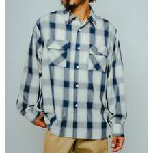 BIG MIKE RAYON MIX OMBRE SLIT L/S SHIRTS -WHT&times;BLU- 102615201画像