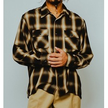 BIG MIKE RAYON MIX OMBRE SLIT L/S SHIRTS -BLK&times;BRN- 102615203画像