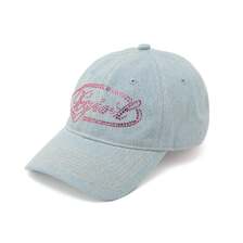 X-girl RHINESTONE OVAL LOGO 6PANEL DENIM CAP 105261051009画像