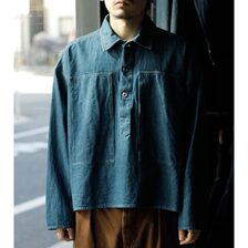 INTERIM BLUE SHUTTLE DENIM HYPER BIG SINGLE NEEDLE US ARMY PULLOVER JACKET IT26S079画像