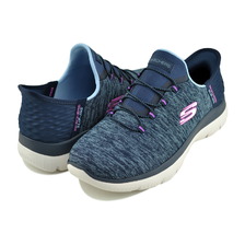 SKECHERS SUMMITS-DAZZLING HAZE SLIP-INS NAVY/PURPLE 149937W-NVPR画像