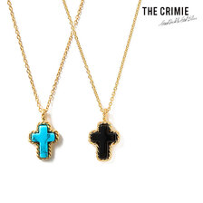 CRIMIE STONE CROSS SILVER NECKLACE 24KDP CR1-02F1-JW09画像