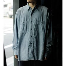 INTERIM SPOT BLEACH VINTAGE WASH BLUE SHUTTLE CHAMBRAY HYPER BIG US NAVY WORK SHIRT TYPE2 IT26S113画像