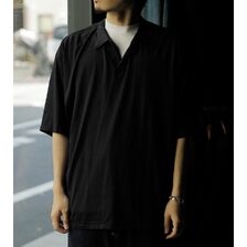 INTERIM SILK COTTON JERSEY DEADSTOCK FABRIC HYPER BIG SKIPPER SHIRT IT26S199画像