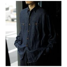INTERIM 5.3oz HEMP ORGNIC DENIM HYPER BIG MIL WORK SHIRTS TYPE2 IT26S097画像