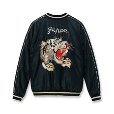 TAILOR TOYO Lot No. TT15878-119 / Mid 1950s Style Acetate Souvenir Jacket &ldquo;TIGER HEAD&rdquo; &times; &ldquo;CHEVY LOVER&rdquo; (AGING MODEL)画像